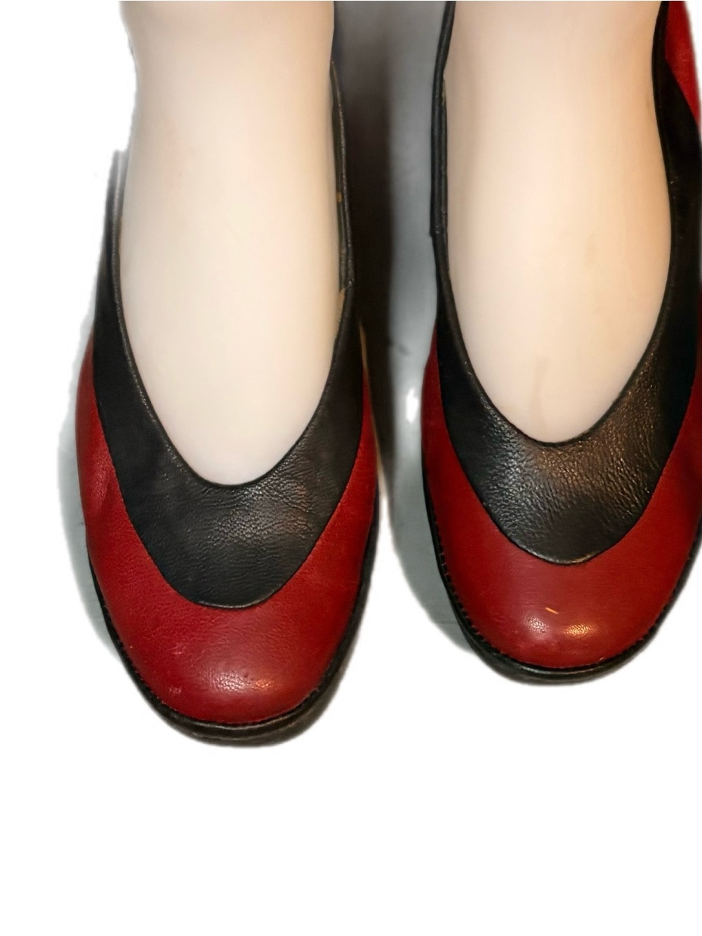 Fly London Two-Tone Red and Black Leather Ballet Platforms